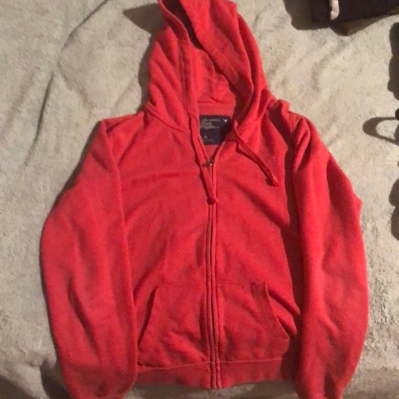 Red American eagle zip up hoodie - Picture 2 of 2